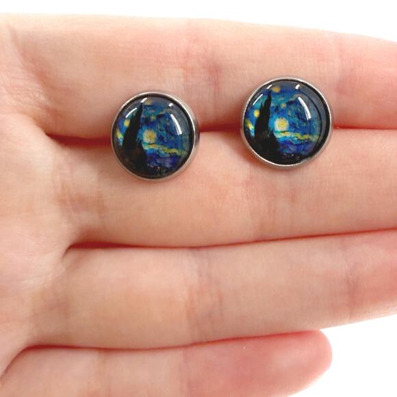 Vincent Van Gogh Starry Night Earrings, Starry Night Jewelry, Van Gogh Jewelry - Picture 1 of 2